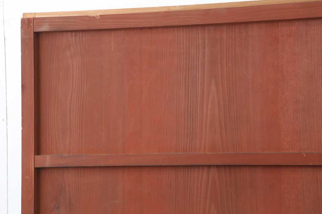アンティーク建具　明治大正期　赤味がかった木色が目をひく板戸2枚セット(引き戸、建具)(R-044258)