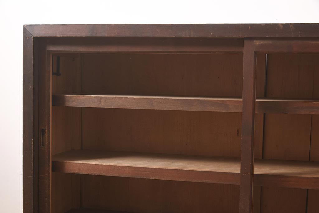 アンティーク家具　和製アンティーク　明治大正期　前面ヒノキ材　上品な木味の収納棚(サイドボード、戸棚)(R-044265)