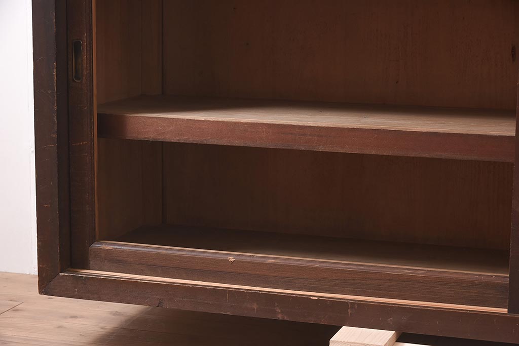 アンティーク家具　和製アンティーク　明治大正期　前面ヒノキ材　上品な木味の収納棚(サイドボード、戸棚)(R-044265)