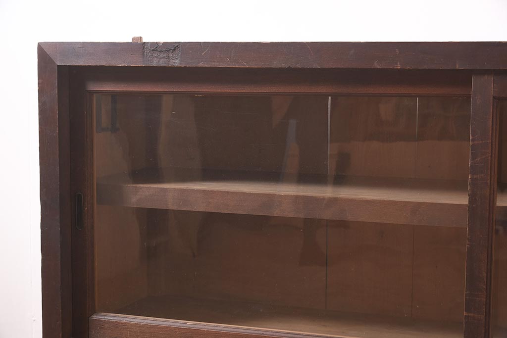 アンティーク家具　和製アンティーク　明治大正期　前面ヒノキ材　上品な木味の重ね収納棚(キャビネット、食器棚、戸棚)(R-044267)