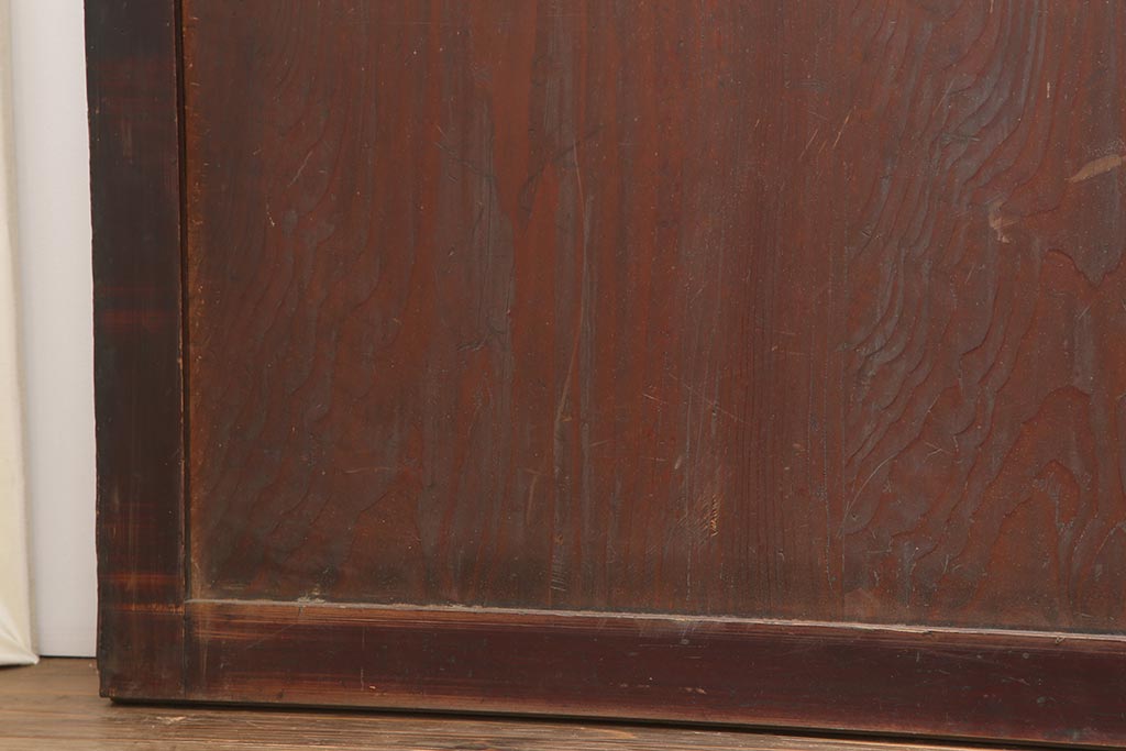 アンティーク建具　和製アンティーク　明治期　タヌキの意匠の引手が味わい深い板戸4枚セット(建具、引き戸)(R-044272)