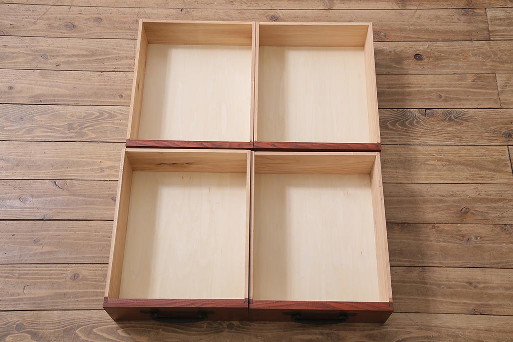 ラフジュ工房オリジナル　古建具リメイク　粋なコントラストが目を引く引き出し付きローボード(収納棚、戸棚、テレビ台、テレビボード)(R-044312)