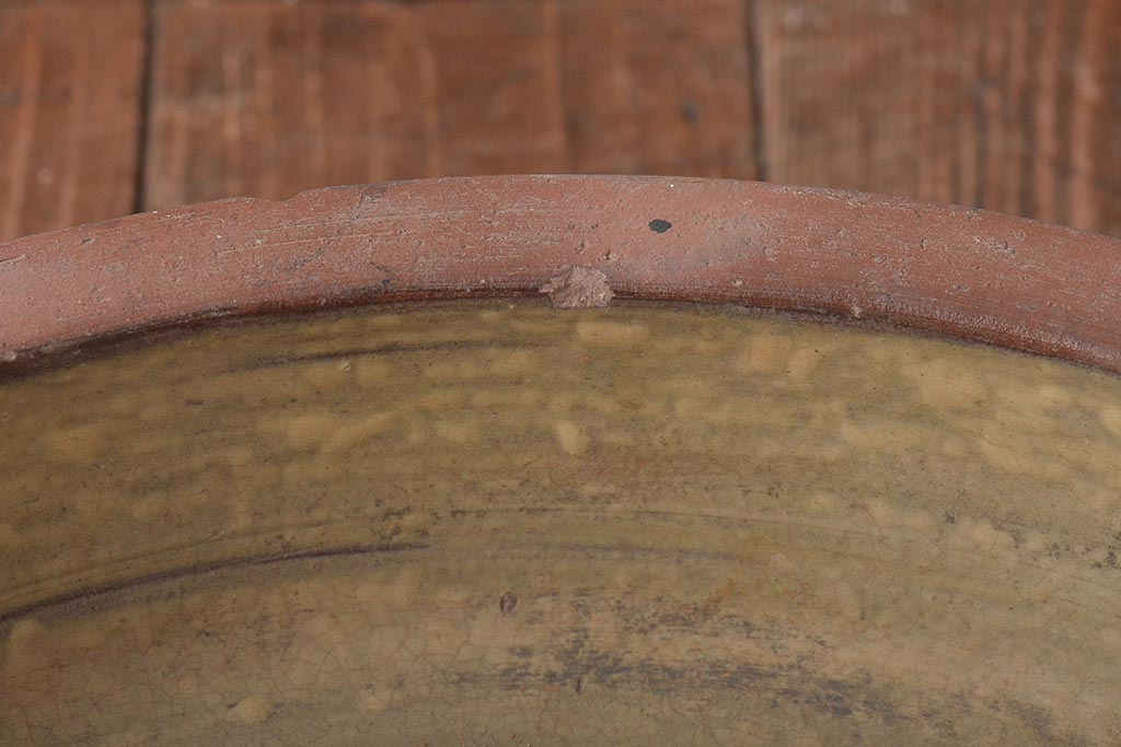 古い備前焼水盤(植木鉢、茶道具、朱泥)(R-044317)