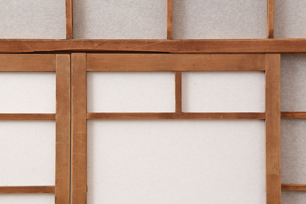 アンティーク建具　昭和初期　風情のある空間づくりにおすすめな引分猫間障子戸2枚セット(引き戸、建具)(R-044338)