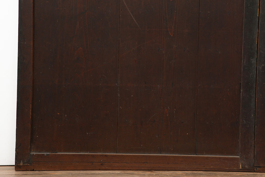 アンティーク建具　明治大正期　古民家スタイルにおすすめの舞良戸2枚セット(板戸、引き戸)(R-044341)