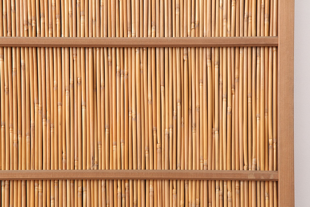 ビンテージ建具　昭和中期　和の風情を感じさせる御簾戸2枚セット(簾戸、簀戸、葭戸、夏障子、夏戸、葦戸)(R-044342)