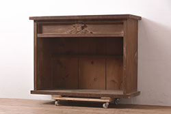 和製アンティーク　昭和レトロな雰囲気漂うシンプルな二段重ね収納棚(キャビネット、食器棚、本箱、書棚、戸棚)(R-068980)
