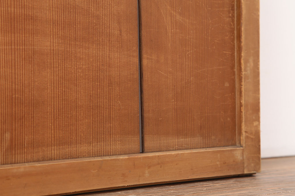 アンティーク建具　昭和初期　風情のある空間づくりにおすすめな引分猫間障子戸2枚セット(引き戸、建具)(R-044353)