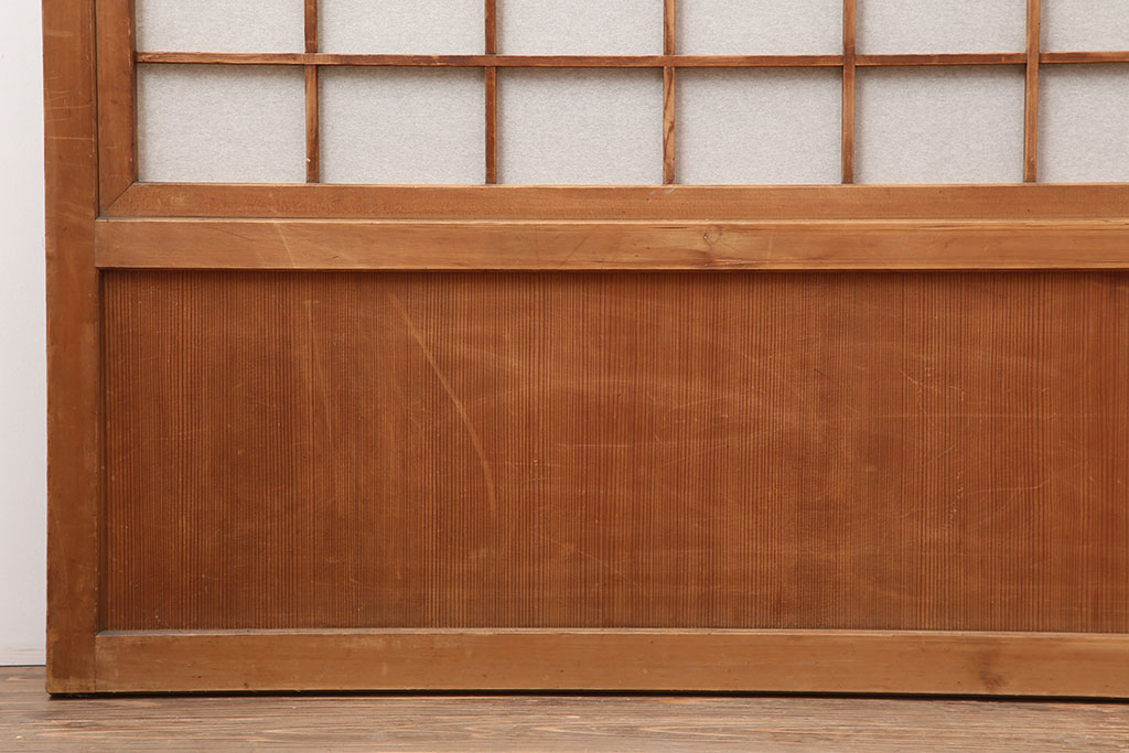アンティーク建具　昭和初期　風情のある空間づくりにおすすめな引分猫間障子戸2枚セット(引き戸、建具)(R-044355)