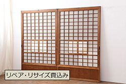 【セミオーダー家具実例】組子欄間に高品質リペアを施しました。表面にはクリアガラスを、裏面にはすりガラスを組み入れました。(明り取り、明かり取り)