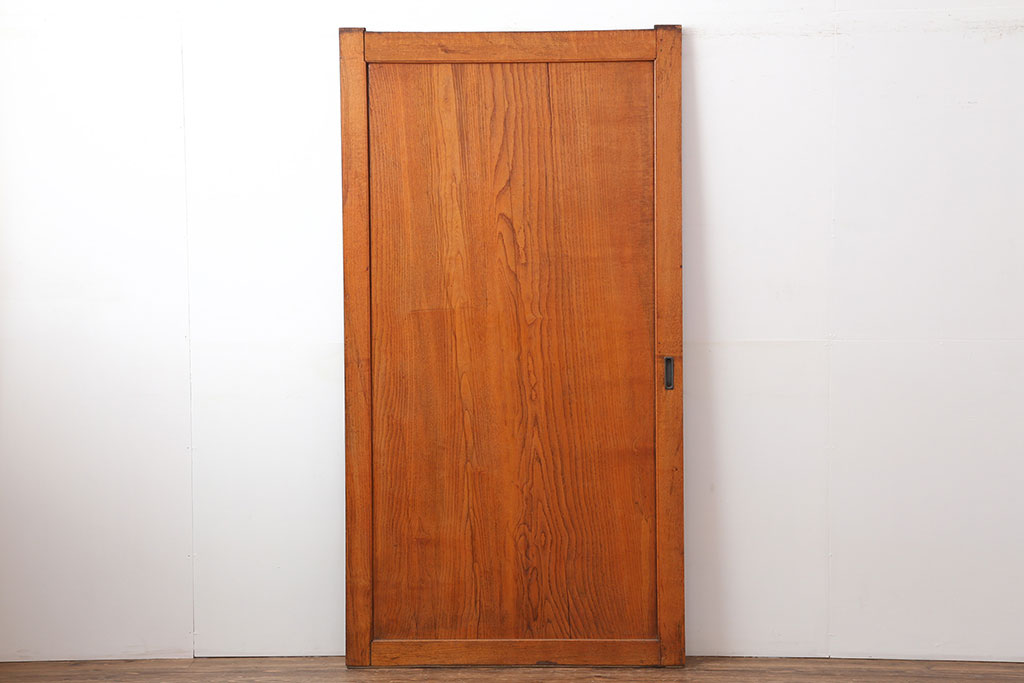 アンティーク建具　昭和初期　総栗材　味のある木味が魅力的な帯戸1枚(板戸、建具、引き戸)(R-044361)