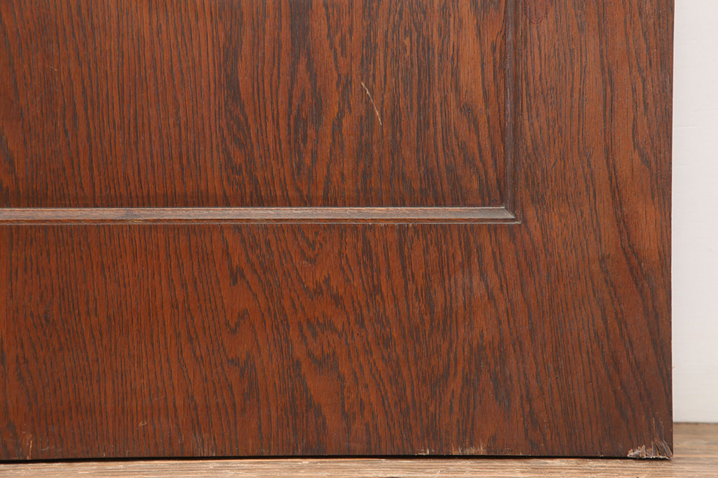 アンティーク建具　昭和初期　突き板仕上げ　独特な木目が目を引く木製ドア(木製扉)(R-044368)