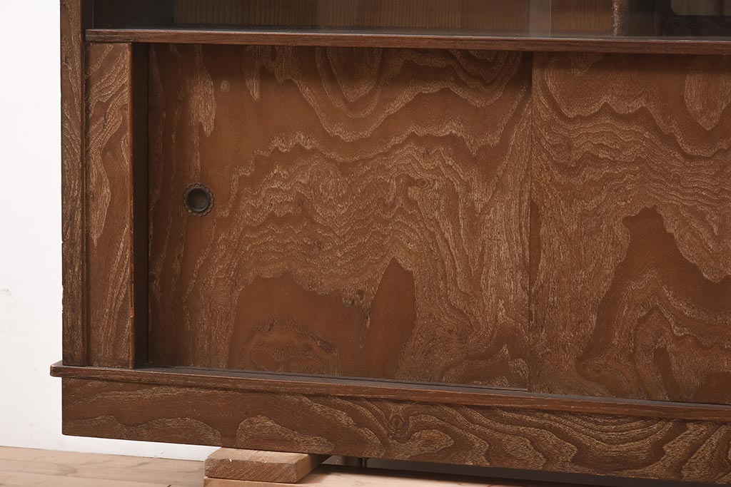 ビンテージ家具　和製ビンテージ　前面桑材貼り　和の風情漂う飾り棚(茶箪笥、茶棚、収納棚)(R-044375)