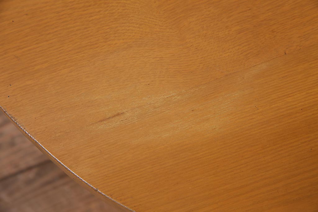 ビンテージ家具　昭和中期　タモ材　珍しいデザインのレトロな丸ちゃぶ台(座卓、折り畳みテーブル)(R-044376)