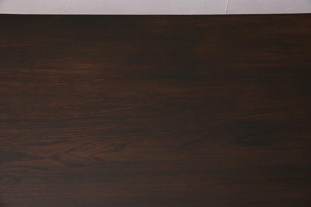 アンティーク家具　昭和初期　栓材　濃い色合いの渋さが味わい深い角ちゃぶ台(座卓、ローテーブル、折り畳みテーブル)(R-044385)