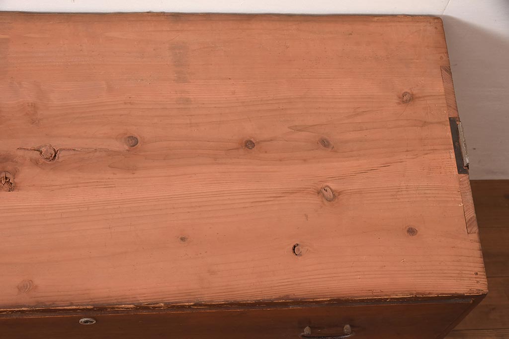 アンティーク家具　昭和初期　モダンなリメイクのローチェスト・2段(引き出し分割、サイドボード、衣装箪笥)(R-044402)