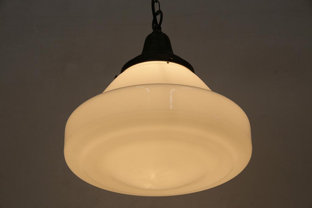 アンティーク照明　昭和初期　ベルのようなデザインのブラケットが素敵なペンダントライト(天井照明、吊り下げ照明)(R-044404)