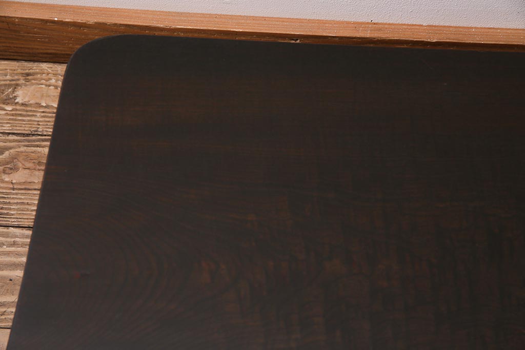 アンティーク家具　昭和初期　栓材・玉杢　渋い味わいのレトロな角ちゃぶ台(折りたたみテーブル、座卓、ローテーブル)(R-044507)