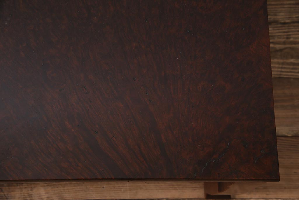 アンティーク家具　高級品　レア!　楓(カエデ)鳥眼杢材　上質な座卓(文机、平机、ローテーブル)(R-044517)