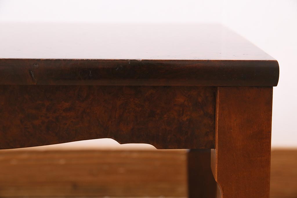 アンティーク家具　高級品　レア!　楓(カエデ)鳥眼杢材　上質な座卓(文机、平机、ローテーブル)(R-044517)