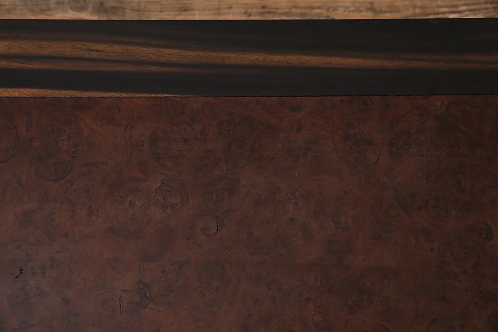 アンティーク家具　指物工芸家具　上手物　黒柿材・楓(カエデ)鳥眼杢材　上質な座卓(ローテーブル)(R-044519)