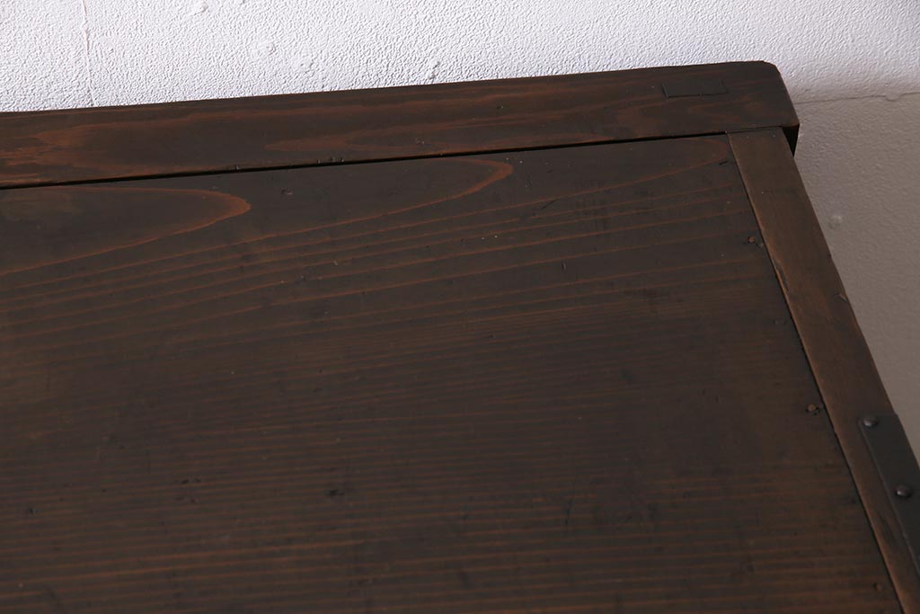アンティーク家具　明治期　前面ケヤキ材　内部の造りが珍しい!凛とした佇まいの帳場箪笥(時代箪笥、収納棚)(R-044520)