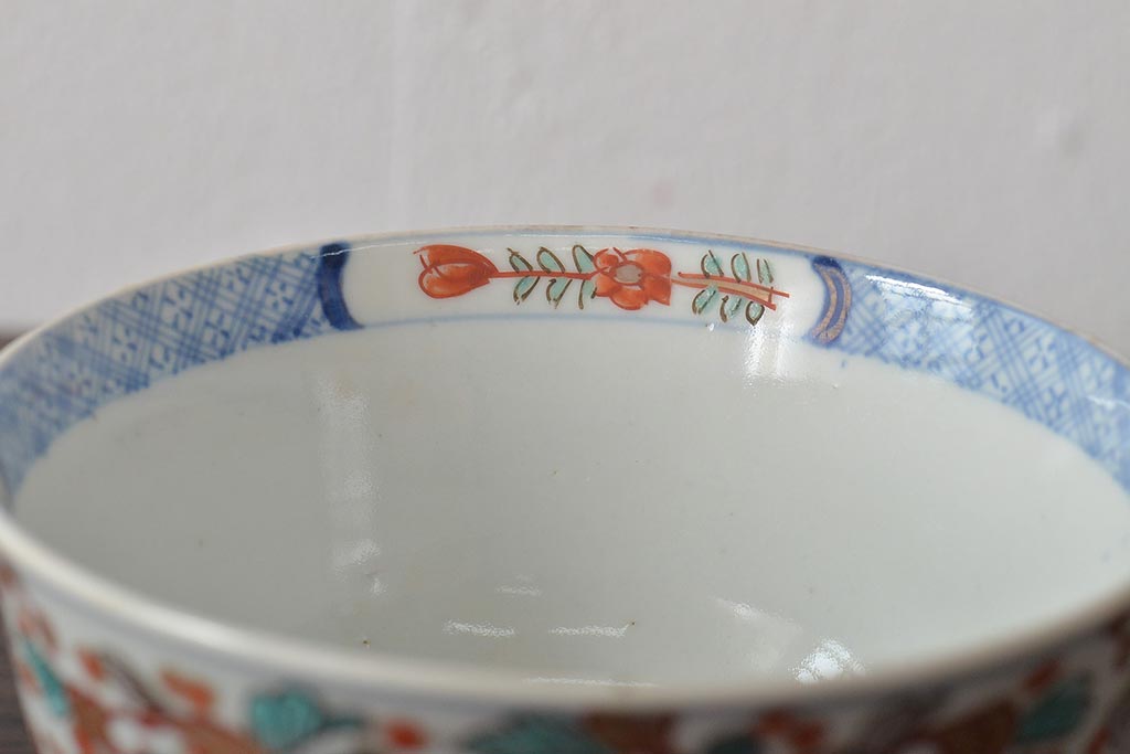 幕末〜明治　伊万里焼　色絵金彩兎図　蓋茶碗3客(和食器)(R-044543)