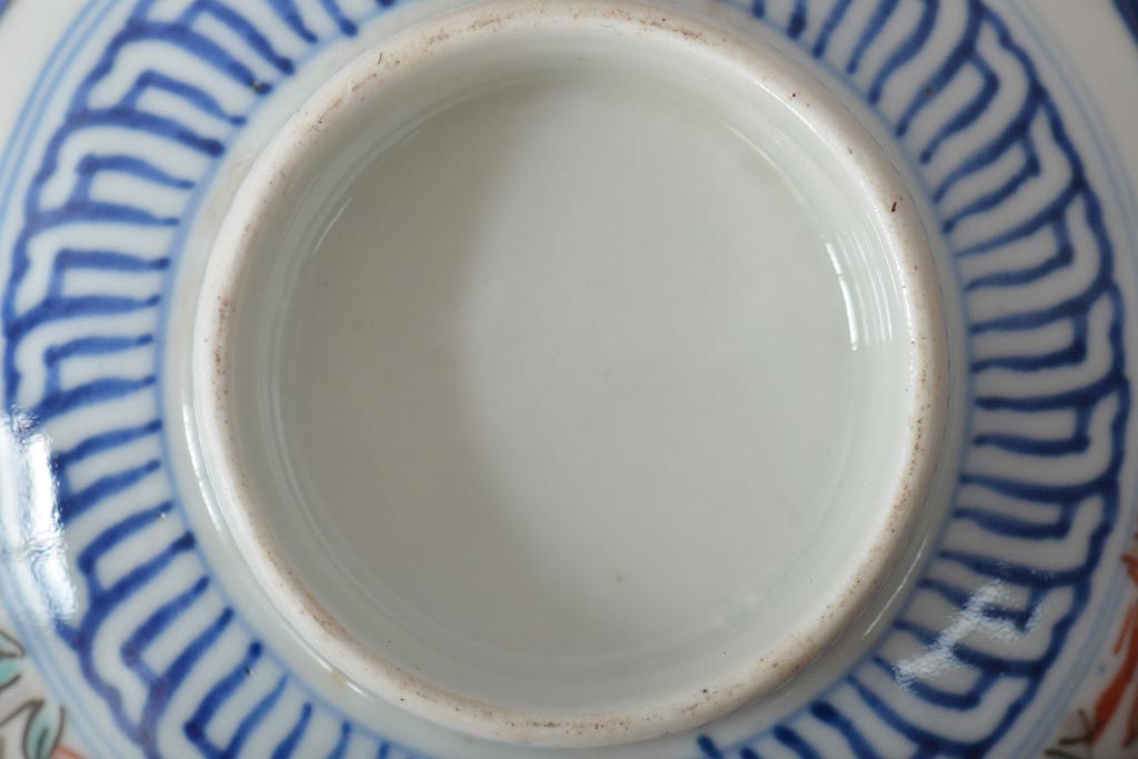 幕末〜明治　伊万里焼　色絵金彩兎図　蓋茶碗3客(和食器)(R-044543)