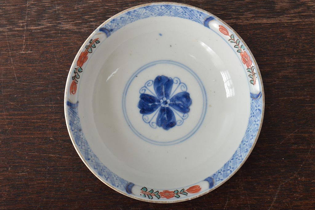 幕末〜明治　伊万里焼　色絵金彩兎図　蓋茶碗3客(和食器)(R-044543)