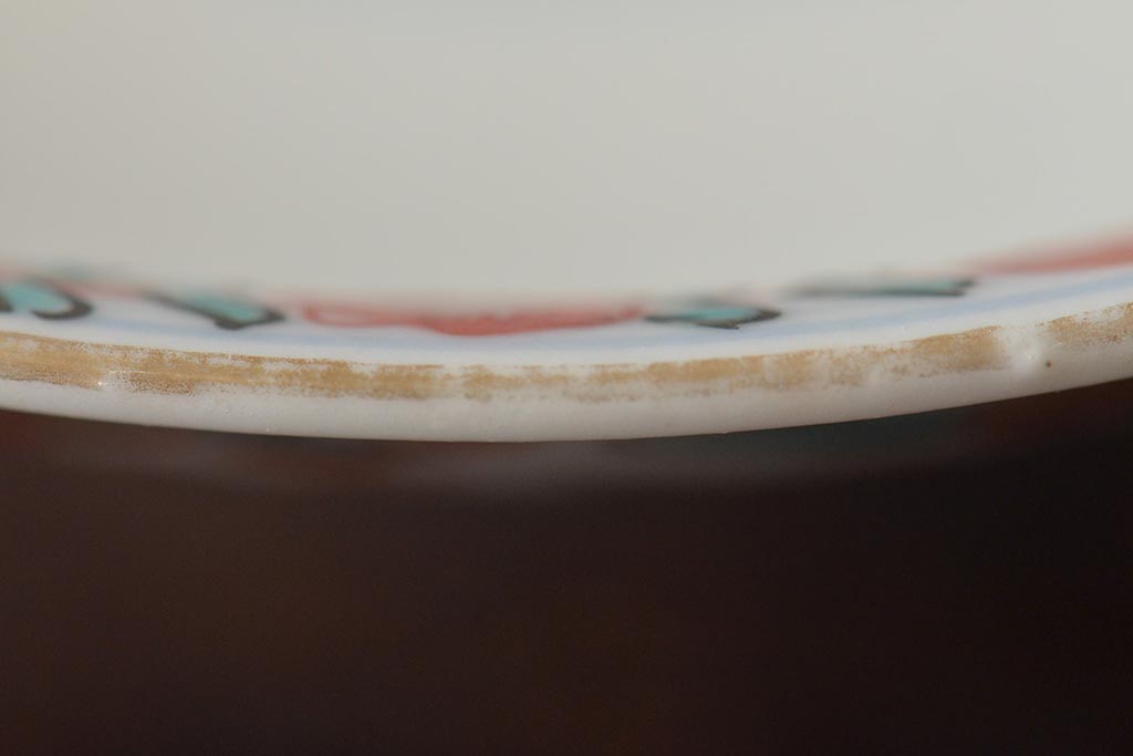 幕末〜明治　伊万里焼　色絵金彩兎図　蓋茶碗3客(和食器)(R-044543)