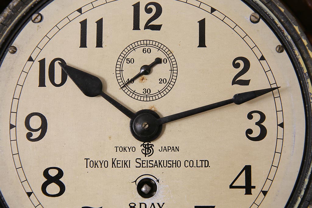 アンティーク雑貨　大正昭和初期　東京計器製作所　ゼンマイ式　ラットの意匠がお洒落な船時計(船舶時計、テンプ式)(R-044550)
