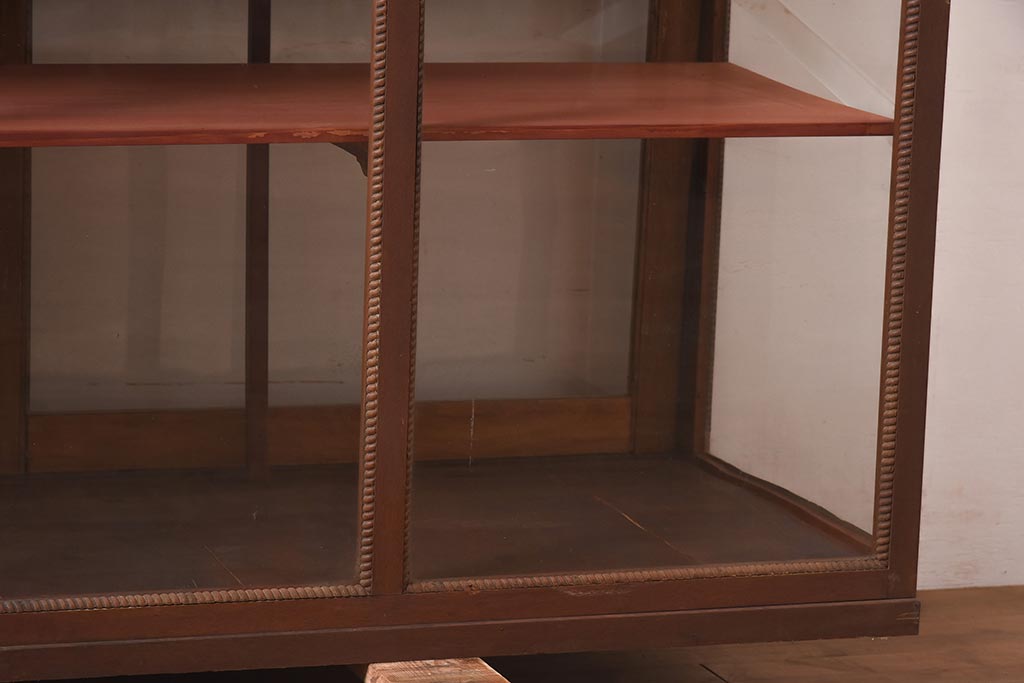 アンティーク家具　昭和初期　木の風合いが味わい深いガラスケース(ショーケース、陳列棚)(R-044557)