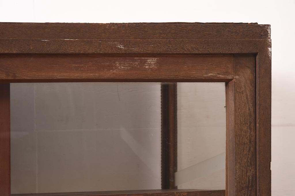 アンティーク家具　昭和初期　木の風合いが味わい深いガラスケース(ショーケース、陳列棚)(R-044557)