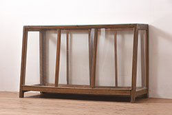 中古　北海道民芸家具　HM160K　美しい木肌とシックな佇まいが魅力的なキャビネット(食器棚、収納棚、戸棚、カップボード、飾り棚、本箱)(R-068785)