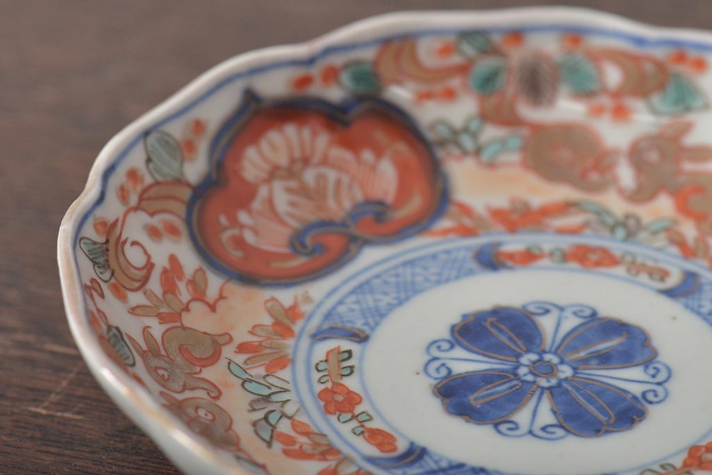 幕末〜明治　伊万里焼　色絵金彩兎図　小皿3枚(和食器)(R-044570)