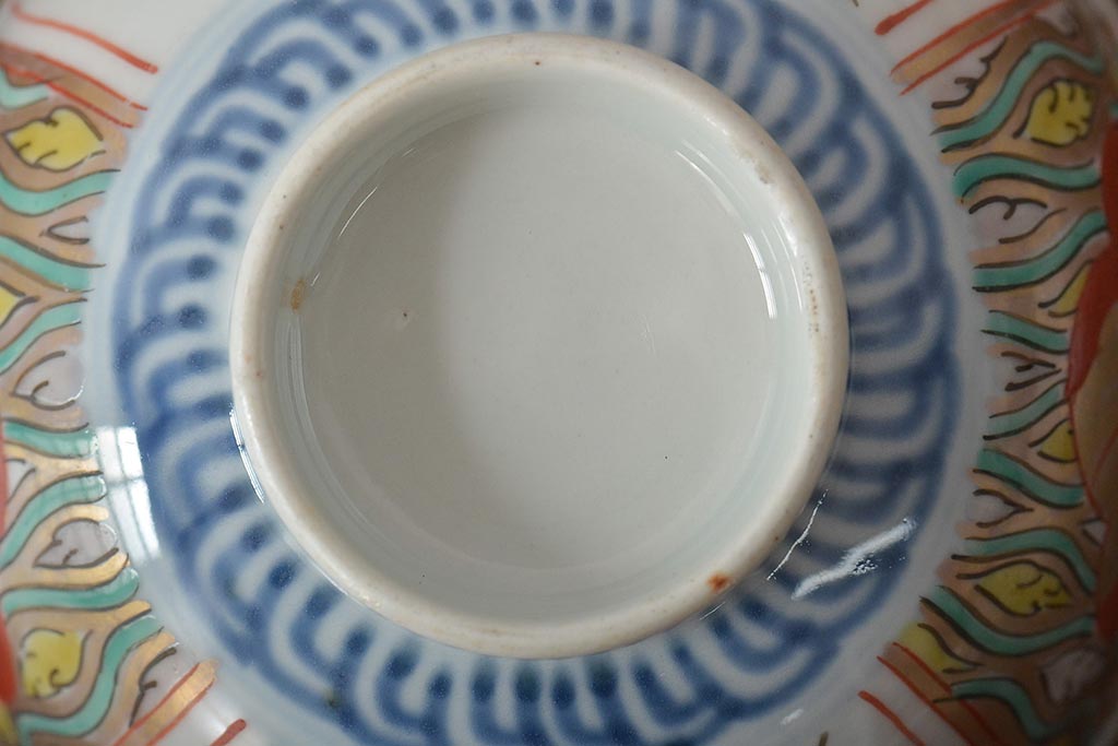 江戸期　古伊万里　色絵染付蓋茶碗3客(和食器)(R-044575)