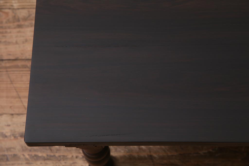 和製アンティーク　大正期　天板黒檀無垢　大正ロマンの雰囲気漂う座卓(ローテーブル、センターテーブル、サイドテーブル)(R-044589)