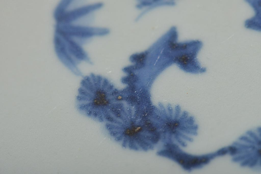 江戸期　古伊万里　成化年製　窓絵染付　変形なます皿3客(芙蓉手、輪花、桔梗渕)(R-044630)