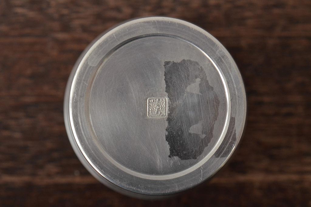 さつま岩切作　乾茂號造　錫製茶壷2点セット(薩摩錫器、茶入、茶道具)(R-044634)