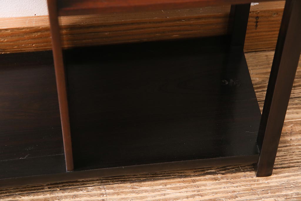 アンティーク家具　明治大正期　総紫檀材　唐木　シンプルながらも趣ただよう時代物の飾り棚(茶棚、違い棚、オープンラック)(R-044658)