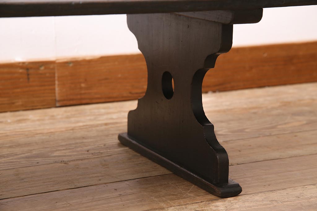 アンティーク家具　和製アンティーク　明治期　脚の意匠が印象的な文机(ローテーブル、座机)(R-044662)