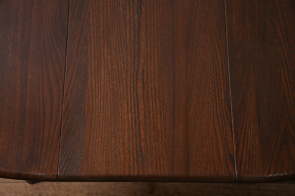 イギリスヴィンテージ　ERCOL(アーコール)　オーバル型エクステンションテーブル(ダイニングテーブル、ラウンドテーブル、ビンテージ)(R-044665)