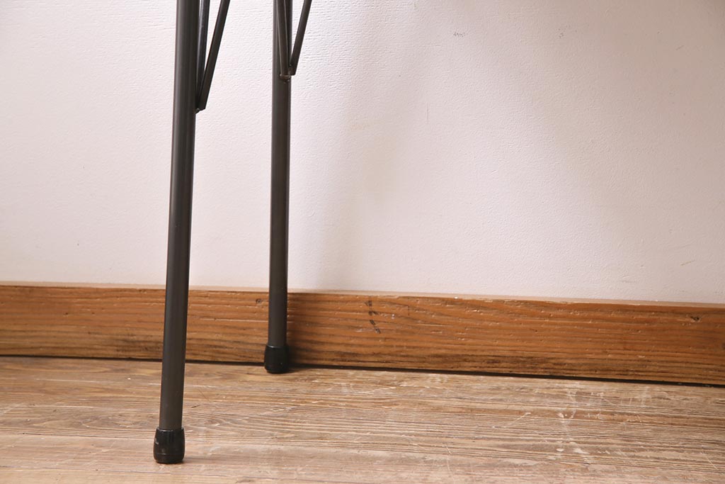 アンティーク家具　和製　明治大正期　朴の木一枚板　古い裁ち板をリメイクした鉄脚テーブル(作業台、アイアンテーブル、コンソールテーブル)(R-044667)