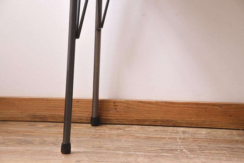 アンティーク家具　和製　大正昭和初期　桂一枚板　古材を活かしたシンプルな鉄脚テーブル(作業台、アイアンテーブル、コンソールテーブル)(R-044668)