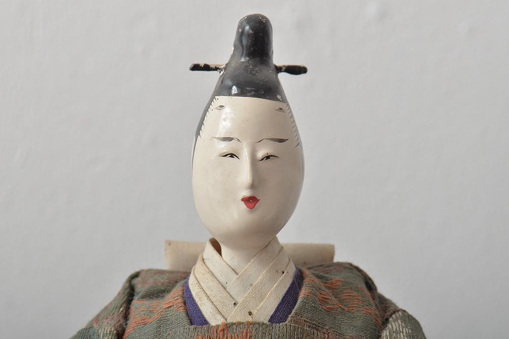 江戸期　古い雛人形(お内裏様、男雛女雛、雛道具)(R-044672)