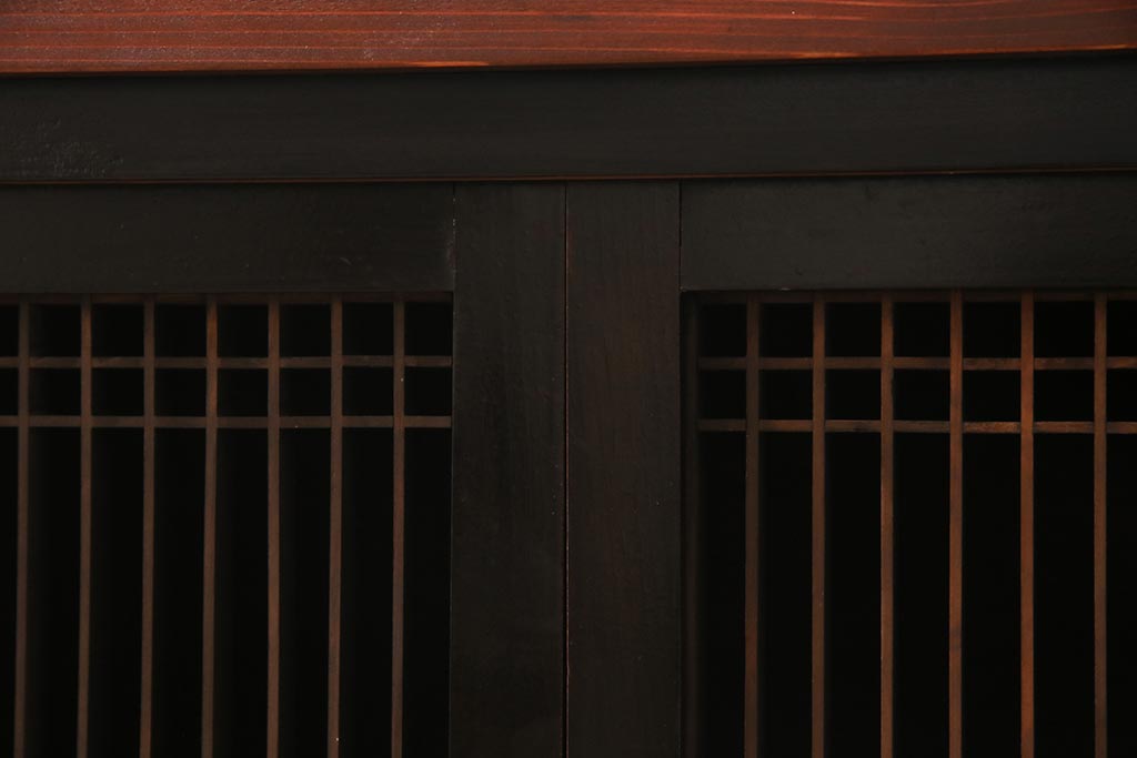 ラフジュ工房オリジナル　古建具リメイク　上品な和を感じさせる引き出し付きローボード(収納棚、戸棚、テレビ台、テレビボード)(R-044726)