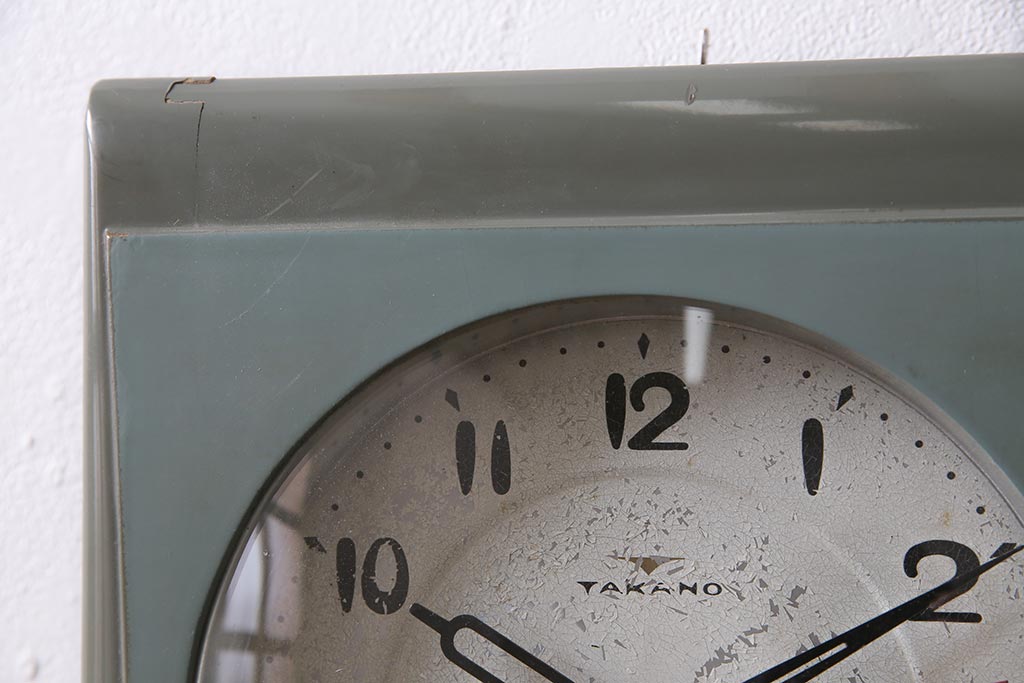 和製アンティーク　タカノ(高野精密工業)　電池式　文字盤が可愛いレトロポップな振り子時計(柱時計、壁掛け時計)(R-044745)