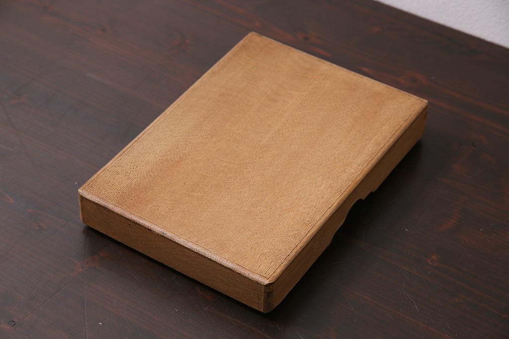 アンティーク雑貨　昭和中期　ナラ材製のシンプルな文箱(木箱、収納箱、小物収納)(R-044751)