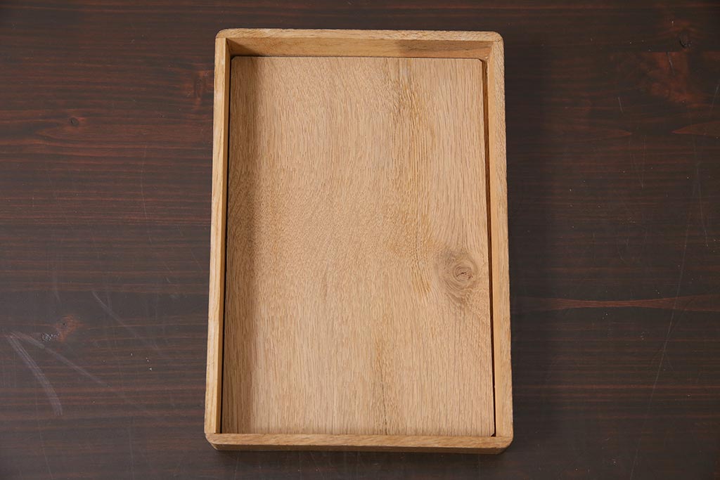 アンティーク雑貨　昭和中期　ナラ材製のシンプルな文箱(木箱、収納箱、小物収納)(R-044751)
