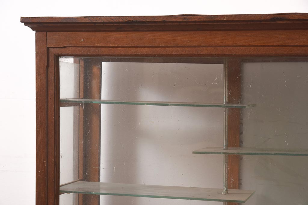 アンティーク家具　大正ロマン　栓材　クラシカルな雰囲気漂うガラスケース(ショーケース、飾り棚、陳列棚)(R-044772)